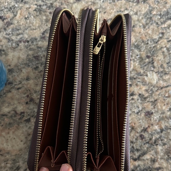 Louis Vuitton Brown Monogram Zip Wallet with Multicolor Floral Detail - Picture 5 of 5